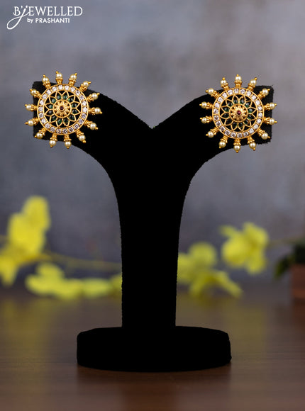 Pearl triple layer Haaram with kemp and cz stones