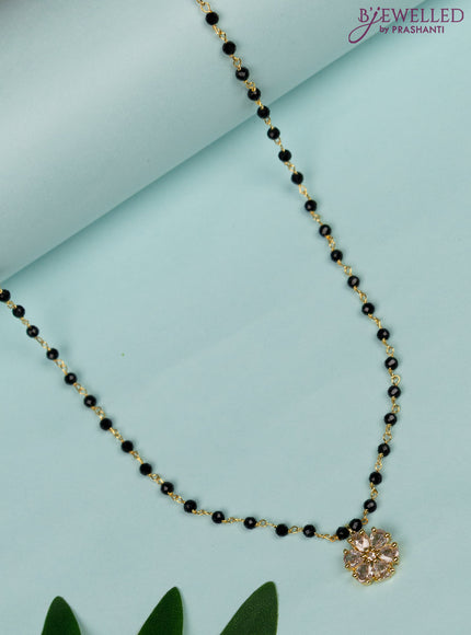Mangalsutra with floral pendant and cz stones without earrings