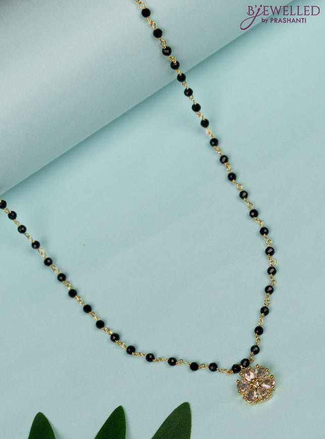 Mangalsutra with floral pendant and cz stones without earrings