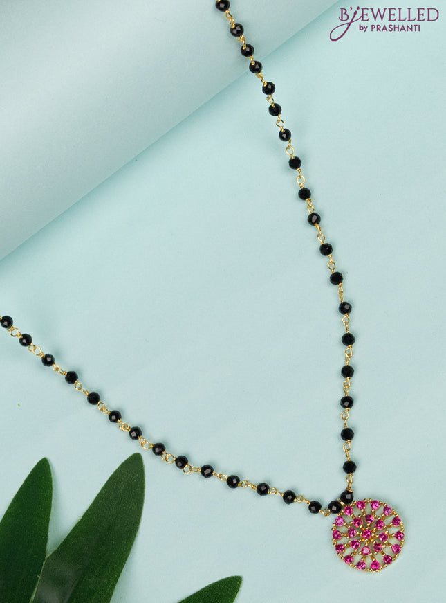 Mangalsutra with simple design and ruby stones without earrings