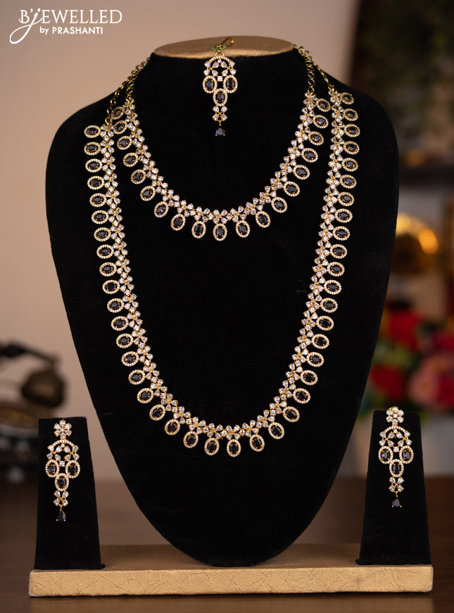 Antique combo set with simple design and violet and cz stones