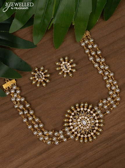 Pearl choker with cz stones and pearls