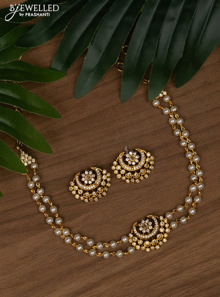 Pearl choker with cz stones