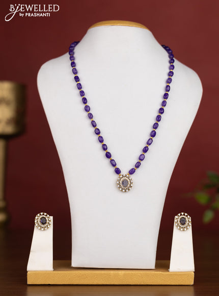 Beaded violet necklace with cz stones in victotrian finish
