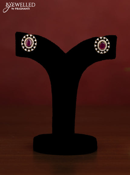 Beaded maroon necklace with ruby and cz stones in victotrian finish