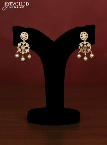 Beaded multilayer mint green necklace with cz stones side pendant in victotrian finish