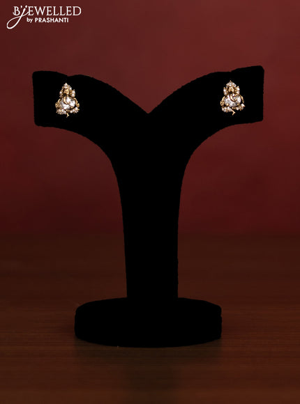 Beaded multicolour necklace ganesha pendant with cz stones in victotrian finish