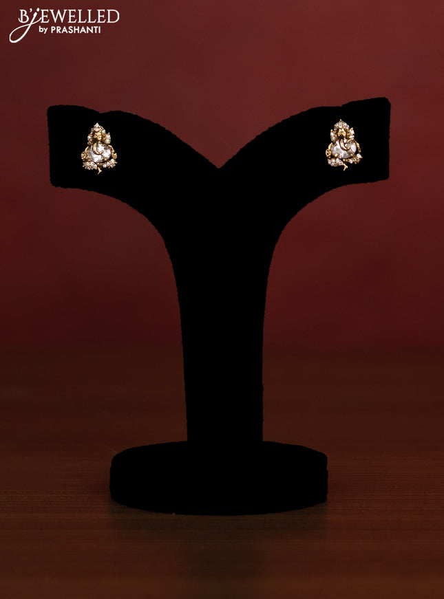 Beaded multicolour necklace ganesha pendant with cz stones in victotrian finish