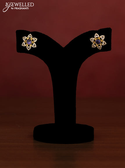 Beaded violet necklace with cz stones in victotrian finish