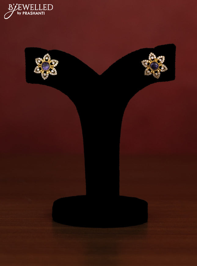 Beaded violet necklace with cz stones in victotrian finish