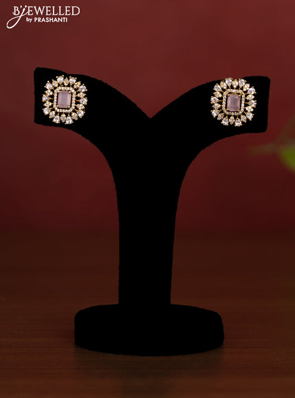 Beaded baby pink necklace with cz stones in victotrian finish