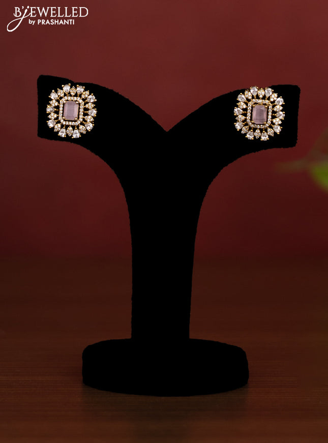 Beaded baby pink necklace with cz stones in victotrian finish