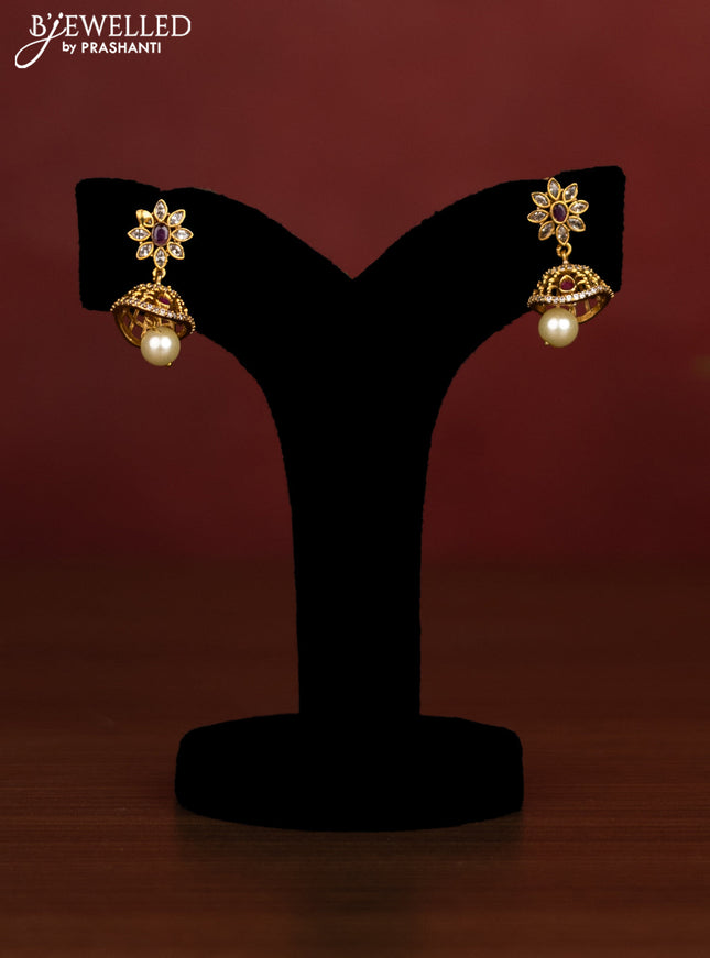 Beaded green necklace with kemp & cz stones and pearls