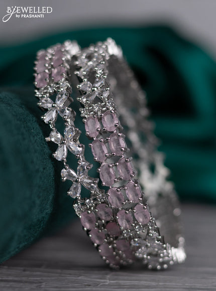 Zircon bangle with baby pink and cz stones