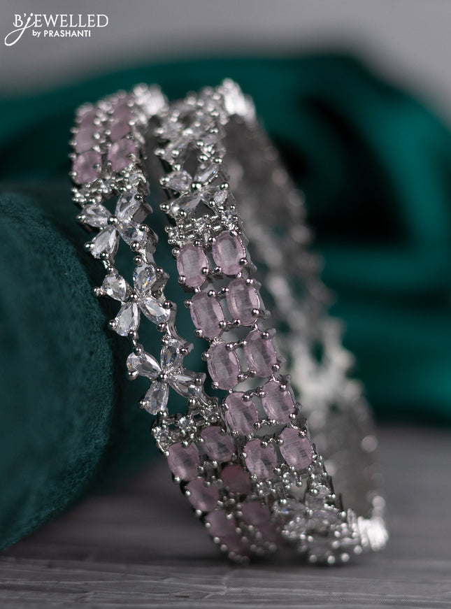 Zircon bangle with baby pink and cz stones