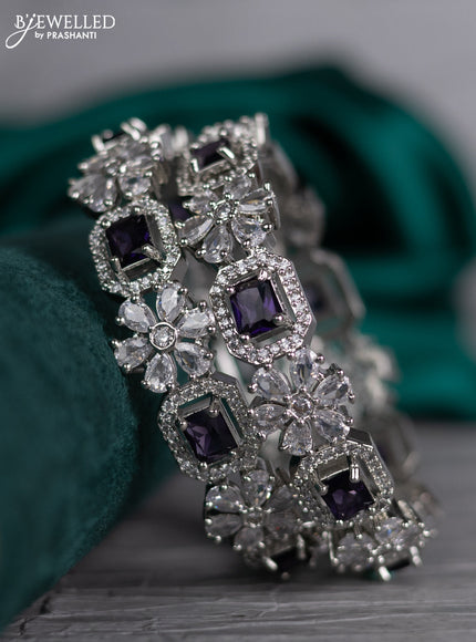Zircon bangle floral design with violet and cz stones