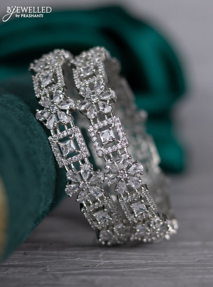 Zircon bangle floral design with cz stones