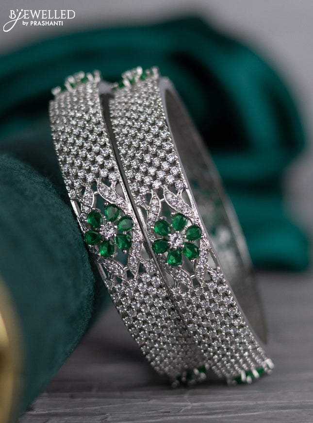 Zircon bangle floral design with emerald and cz stones