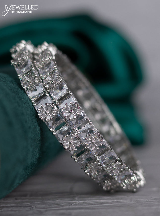 Zircon bangle floral design with cz stones