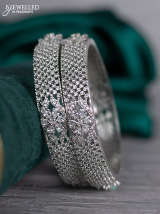 Zircon bangle floral design with cz stones