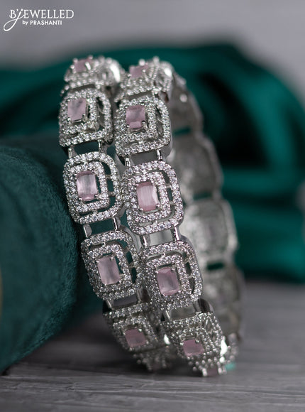 Zircon bangle with baby pink and cz stones