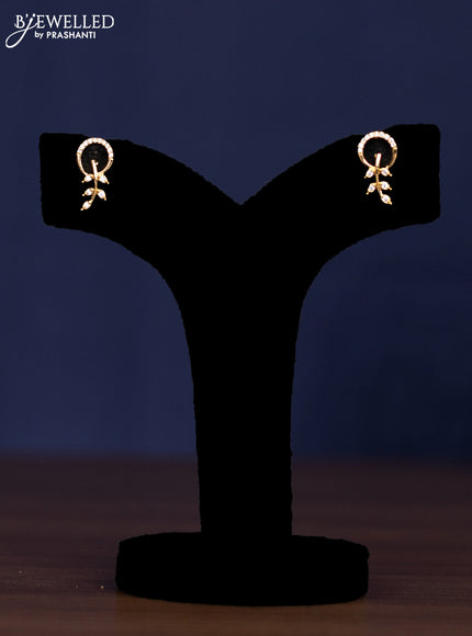 zircon necklace leaf design with cz stones in gold finish