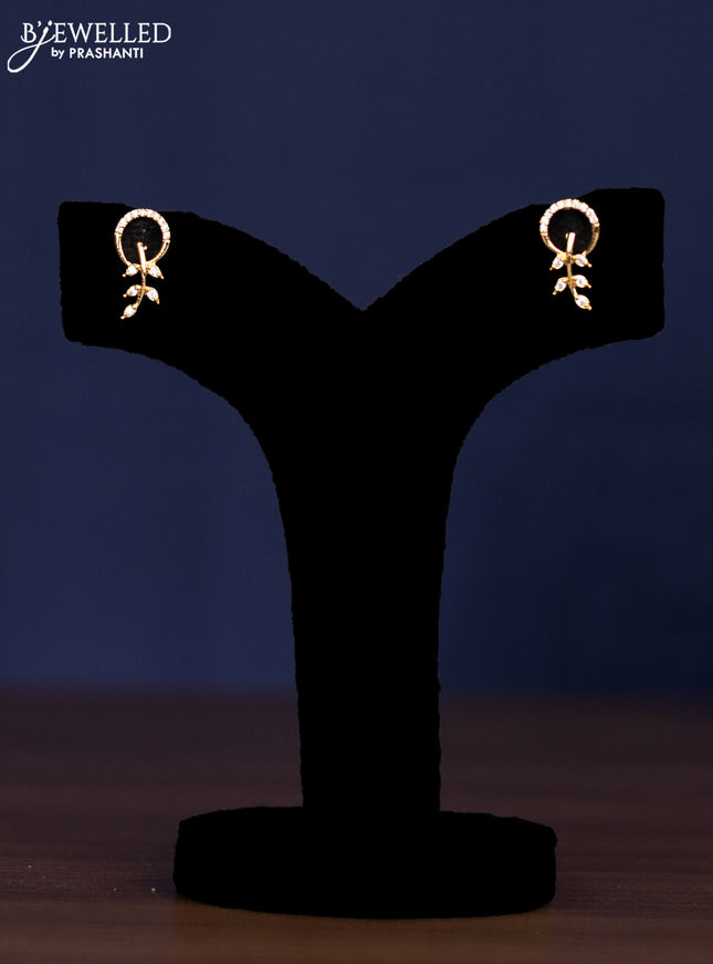 zircon necklace leaf design with cz stones in gold finish