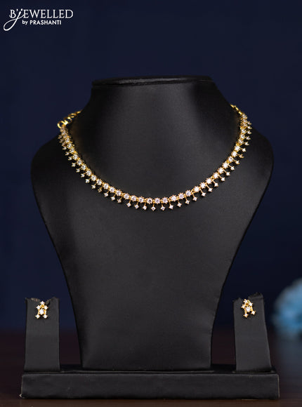 zircon necklace with cz stones in gold finish