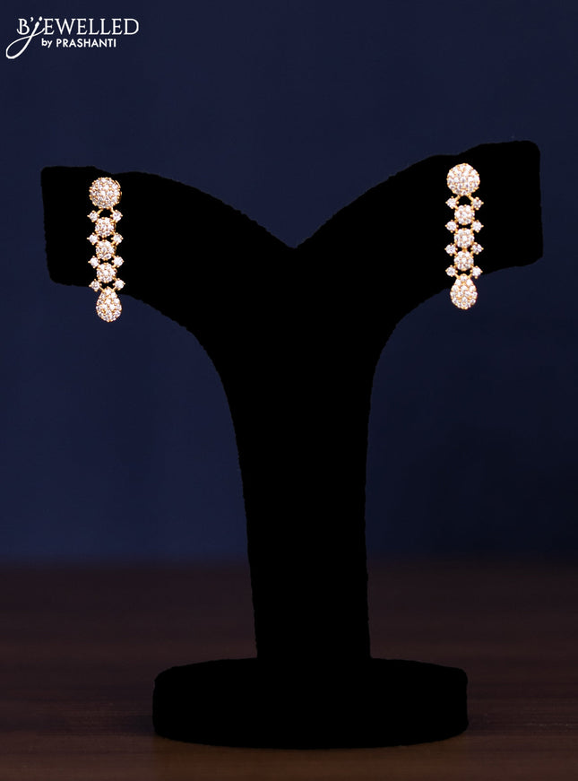 zircon necklace floral design with cz stones in gold finish