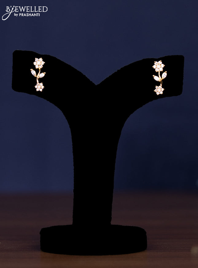 zircon necklace floral design with cz stones in gold finish