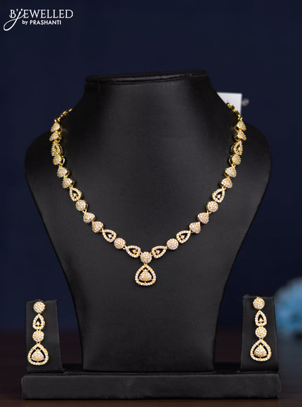 zircon necklace with cz stones in gold finish