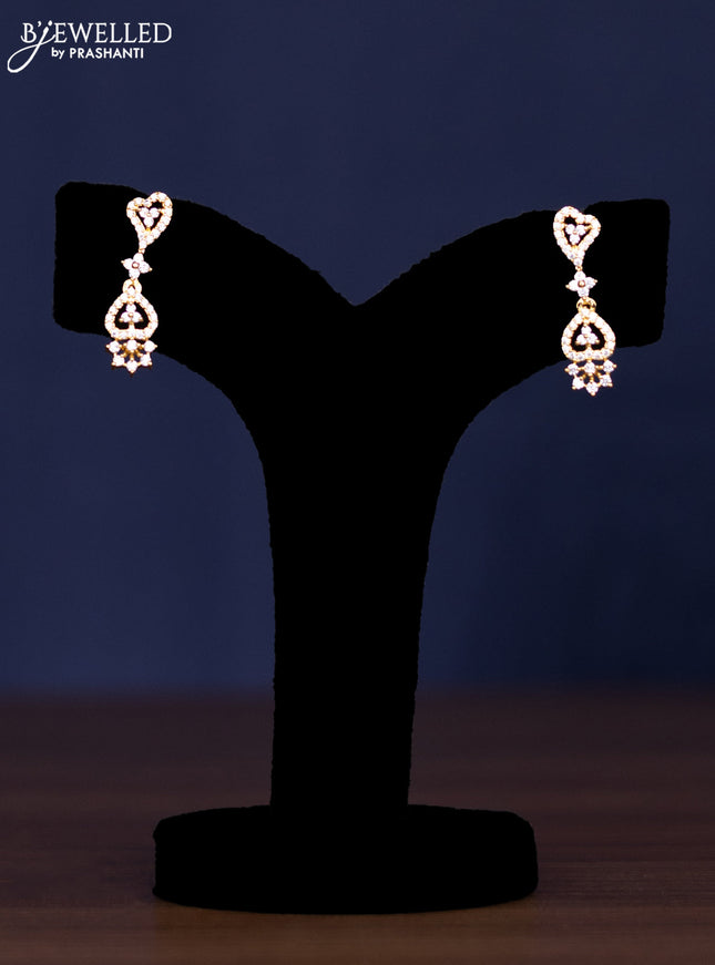 zircon necklace heart shape design with cz stones in gold finish