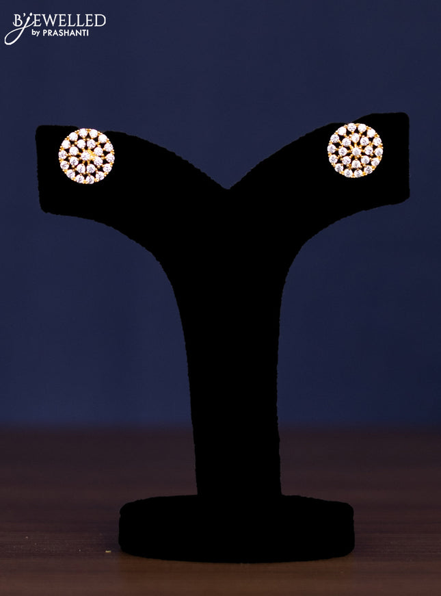 zircon necklace floral design with cz stones in gold finish