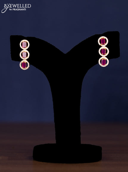 zircon necklace with ruby & cz stones in gold finish