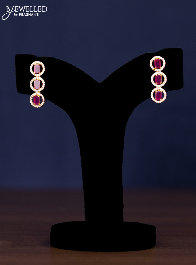 zircon necklace with ruby & cz stones in gold finish