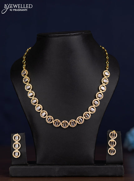 zircon necklace with cz stones in gold finish