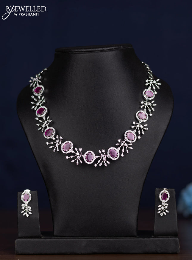 zircon necklace with ruby and cz stones