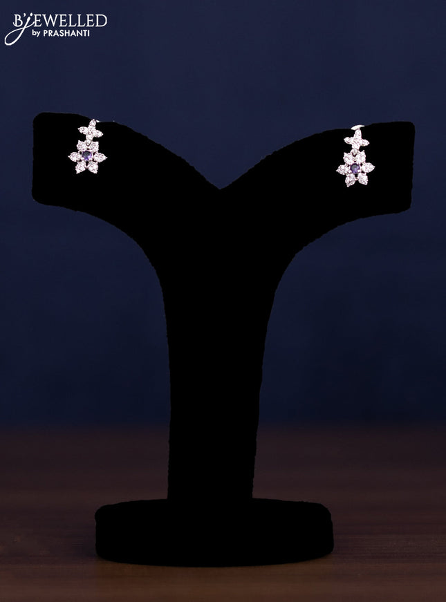 zircon necklace floral design with violet and cz stones