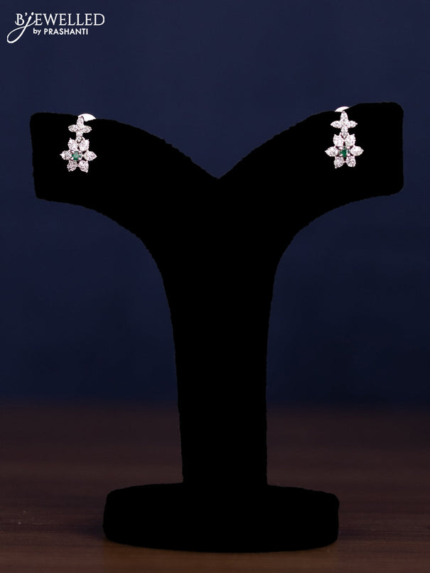 zircon necklace floral design with emerald and cz stones