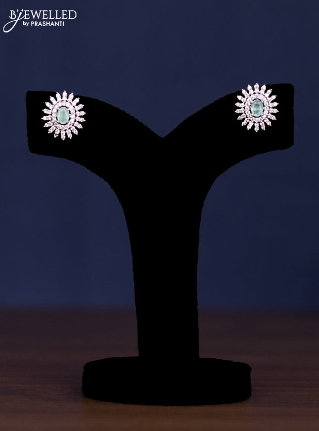 zircon necklace floral design with mint green and cz stones