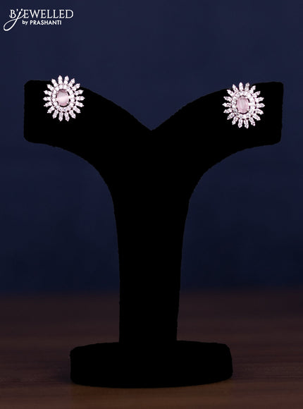 zircon necklace floral design with baby pink and cz stones