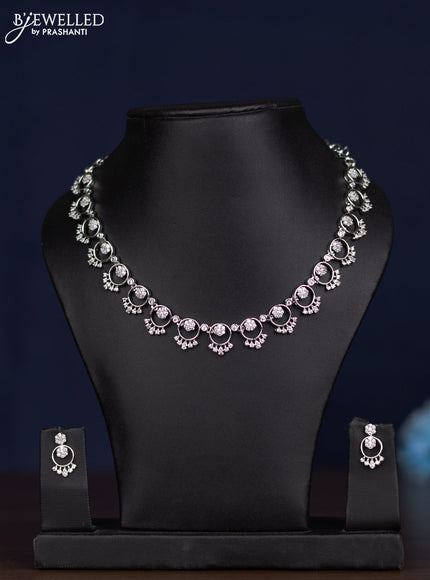 zircon necklace floral design with cz stones
