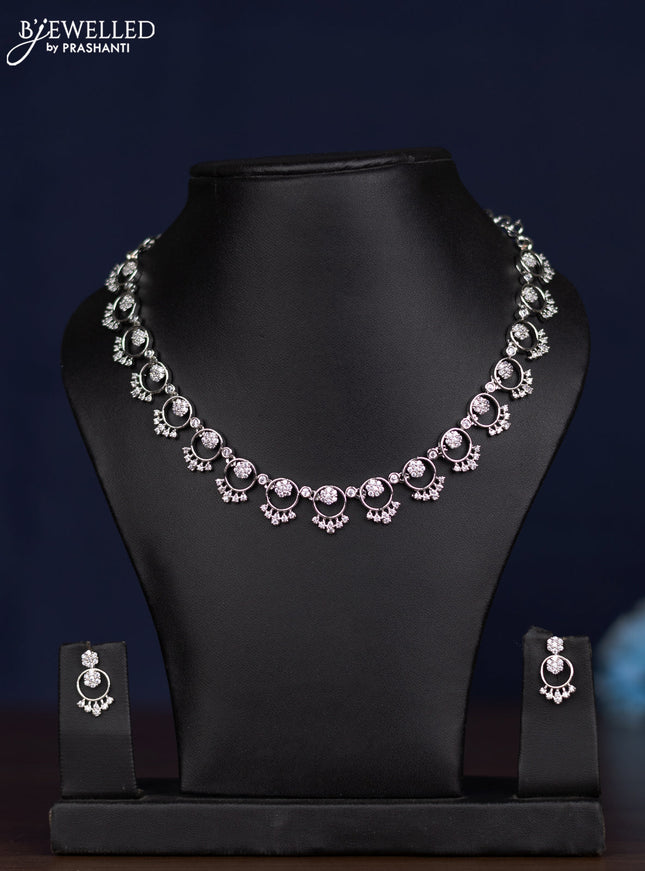 zircon necklace floral design with cz stones