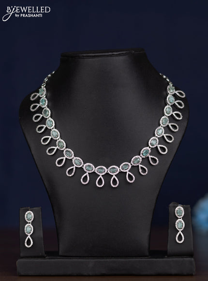 zircon necklace with mint green and cz stones