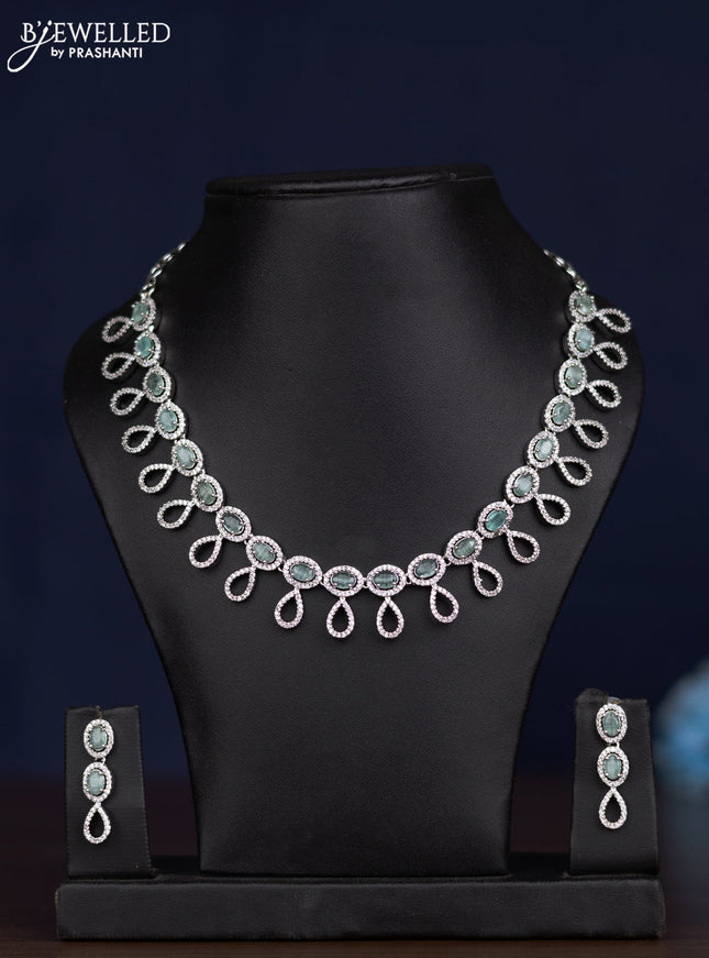 zircon necklace with mint green and cz stones