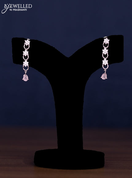 zircon necklace floral design with baby pink and cz stones