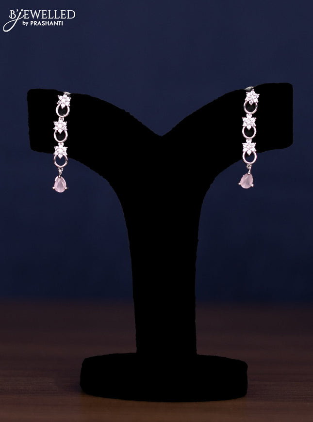 zircon necklace floral design with baby pink and cz stones