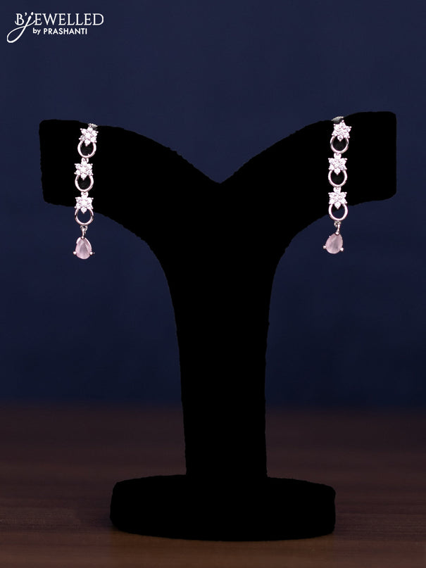 zircon necklace floral design with baby pink and cz stones