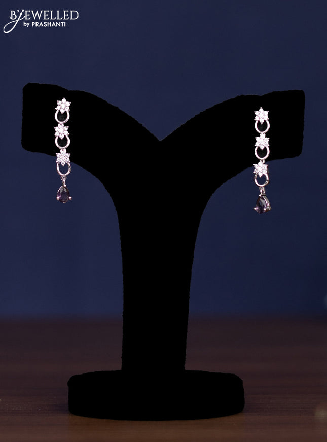 zircon necklace floral design with violet and cz stones