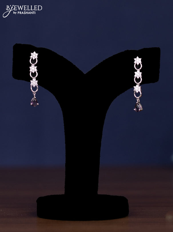 zircon necklace floral design with violet and cz stones